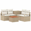 vidaXL Kanapé Szett 6 db Beige és Krémszínű Poli rattan és acél