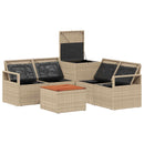 vidaXL Kanapé Szett 6 db Beige és Krémszínű Poli rattan és acél