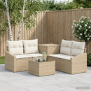 vidaXL Kanapé Szett 6 db Beige és Krémszínű Poli rattan és acél