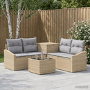 vidaXL Kanapé Szett 6 db Beige és Világosszürke Poli rattan és acél