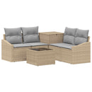 vidaXL Kanapé Szett 6 db Beige és Világosszürke Poli rattan és acél