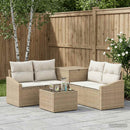 vidaXL Kanapé Szett 6 db Beige és Krémszínű Poli rattan és acél