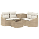 vidaXL Kanapé Szett 6 db Beige és Krémszínű Poli rattan és acél
