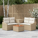 vidaXL Kanapé Szett 6 db Beige és Krémszínű Poli rattan és acél