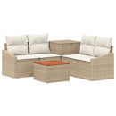vidaXL Kanapé Szett 6 db Beige és Krémszínű Poli rattan és acél