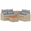 vidaXL Kanapé Szett 6 db Beige és Világosszürke Poli rattan és acél