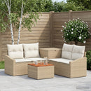 vidaXL Kanapé Szett 6 db Beige és Krémszínű Poli rattan és acél