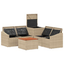 vidaXL Kanapé Szett 6 db Beige és Világosszürke Poli rattan és acél