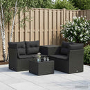 vidaXL Kanapé Szett 6 db Fekete Poli rattan és acél