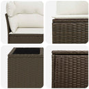 vidaXL Kanapé Szett 6 db Barna és Krémfehér Poli rattan és acél