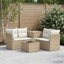 vidaXL Kanapé Szett 6 db Beige és Krémszínű Poli rattan és acél