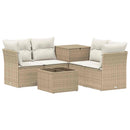 vidaXL Kanapé Szett 6 db Beige és Krémszínű Poli rattan és acél