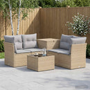vidaXL Kanapé Szett 6 db Beige és Világosszürke Poli rattan és acél