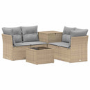 vidaXL Kanapé Szett 6 db Beige és Világosszürke Poli rattan és acél