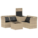 vidaXL Kanapé Szett 6 db Beige és Világosszürke Poli rattan és acél