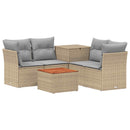vidaXL Kanapé Szett 6 db Beige és Világosszürke Poli rattan és acél