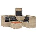 vidaXL Kanapé Szett 6 db Beige és Világosszürke Poli rattan és acél