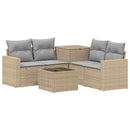 vidaXL Kanapé Szett 6 db Beige és Világosszürke Poli rattan és acél