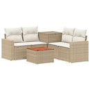 vidaXL Kanapé Szett 6 db Beige és Krémszínű Poli rattan és acél