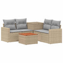 vidaXL Kanapé Szett 6 db Beige és Világosszürke Poli rattan és acél