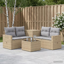 vidaXL Kanapé Szett 6 db Beige és Világosszürke Poli rattan és acél