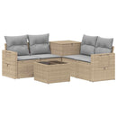 vidaXL Kanapé Szett 6 db Beige és Világosszürke Poli rattan és acél