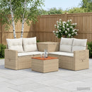 vidaXL Kanapé Szett 6 db Beige és Krémszínű Poli rattan és acél