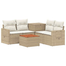 vidaXL Kanapé Szett 6 db Beige és Krémszínű Poli rattan és acél