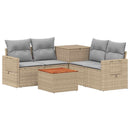 vidaXL Kanapé Szett 6 db Beige és Világosszürke Poli rattan és acél
