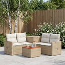 vidaXL Kanapé Szett 6 db Beige és Krémszínű Poli rattan és acél