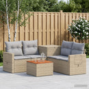 vidaXL Kanapé Szett 6 db Beige és Világosszürke Poli rattan és acél