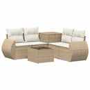 vidaXL Kanapé Szett 6 db Beige és Krémszínű Poli rattan és acél