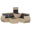 vidaXL Kanapé Szett 6 db Beige és Krémszínű Poli rattan és acél