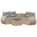 vidaXL Kanapé Szett 6 db Beige és Világosszürke Poli rattan és acél