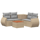 vidaXL Kanapé Szett 6 db Beige és Világosszürke Poli rattan és acél