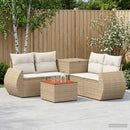 vidaXL Kanapé Szett 6 db Beige és Krémszínű Poli rattan és acél