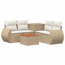 vidaXL Kanapé Szett 6 db Beige és Krémszínű Poli rattan és acél