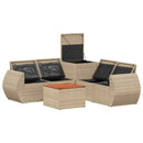 vidaXL Kanapé Szett 6 db Beige és Világosszürke Poli rattan és acél