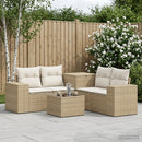 vidaXL Kanapé Szett 6 db Beige és Krémszínű Poli rattan és acél