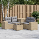 vidaXL Kanapé Szett 6 db Beige és Világosszürke Poli rattan és acél