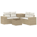 vidaXL Kanapé Szett 6 db Beige és Krémszínű Poli rattan és acél