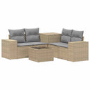 vidaXL Kanapé Szett 6 db Beige és Világosszürke Poli rattan és acél