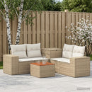 vidaXL Kanapé Szett 6 db Beige és Krémszínű Poli rattan és acél