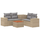 vidaXL Kanapé Szett 6 db Beige és Világosszürke Poli rattan és acél