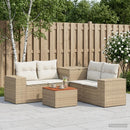 vidaXL Kanapé Szett 6 db Beige és Krémszínű Poli rattan és acél