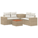 vidaXL Kanapé Szett 6 db Beige és Krémszínű Poli rattan és acél