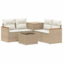 vidaXL Kanapé Szett 6 db Beige és Krémszínű Poli rattan és acél