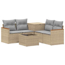 vidaXL Kanapé Szett 6 db Beige és Világosszürke Poli rattan és acél