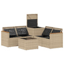 vidaXL Kanapé Szett 6 db Beige és Világosszürke Poli rattan és acél