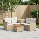vidaXL Kanapé Szett 6 db Beige és Krémszínű Poli rattan és acél